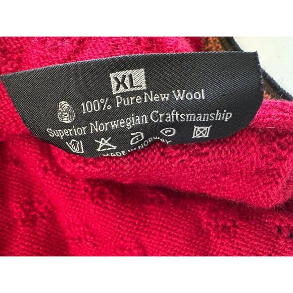 Dale of Norway XL RED Wool Pointelle Folk Nordic Knit Cardigan Sweater Jacket - Picture 5 of 10